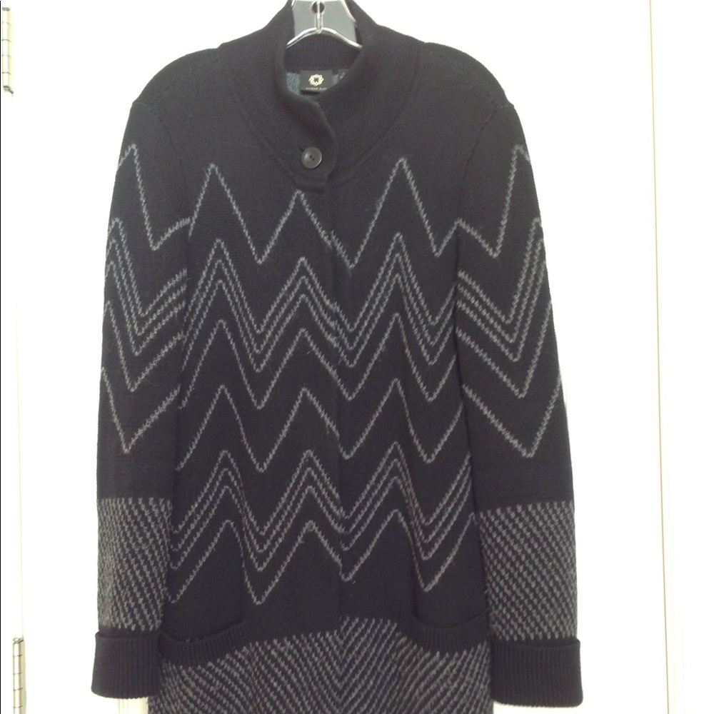 Nordstrom Black & Grey Sweater Jacket Size Lg